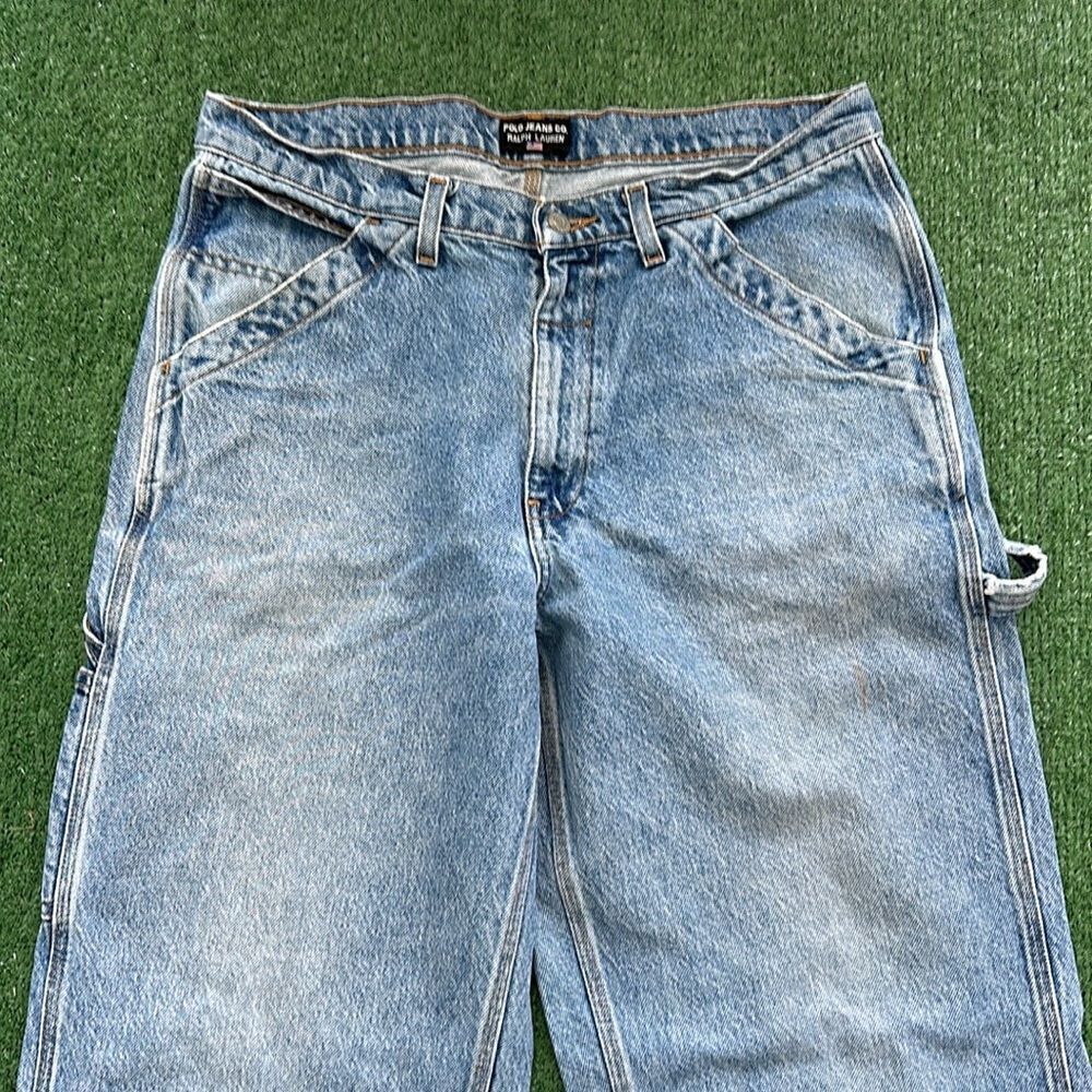 VINTAGE Y2K POLO RALPH LAUREN JEANS CARPENTER BAGGY STYLE MENS 33X32 - Picture 6 of 10